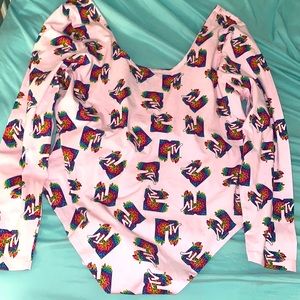 Pink Rainbow MTV Bodysuit Size 3XL